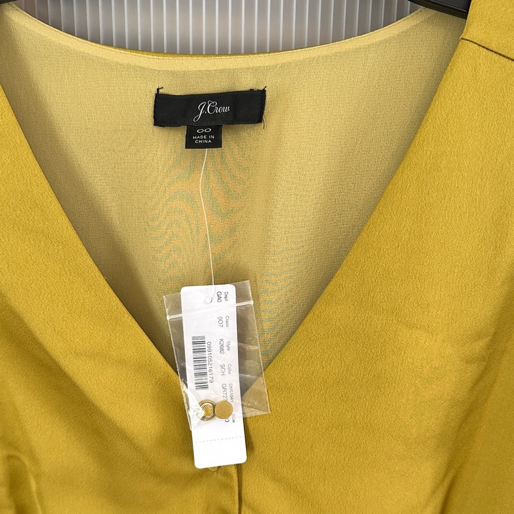 NWT J. Crew Women's Mustard Button-Up Blouse - Picture 2 of 4